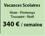 Moyenne saison
25 août 2012 - 29 sept. 2012
360 € /semaine